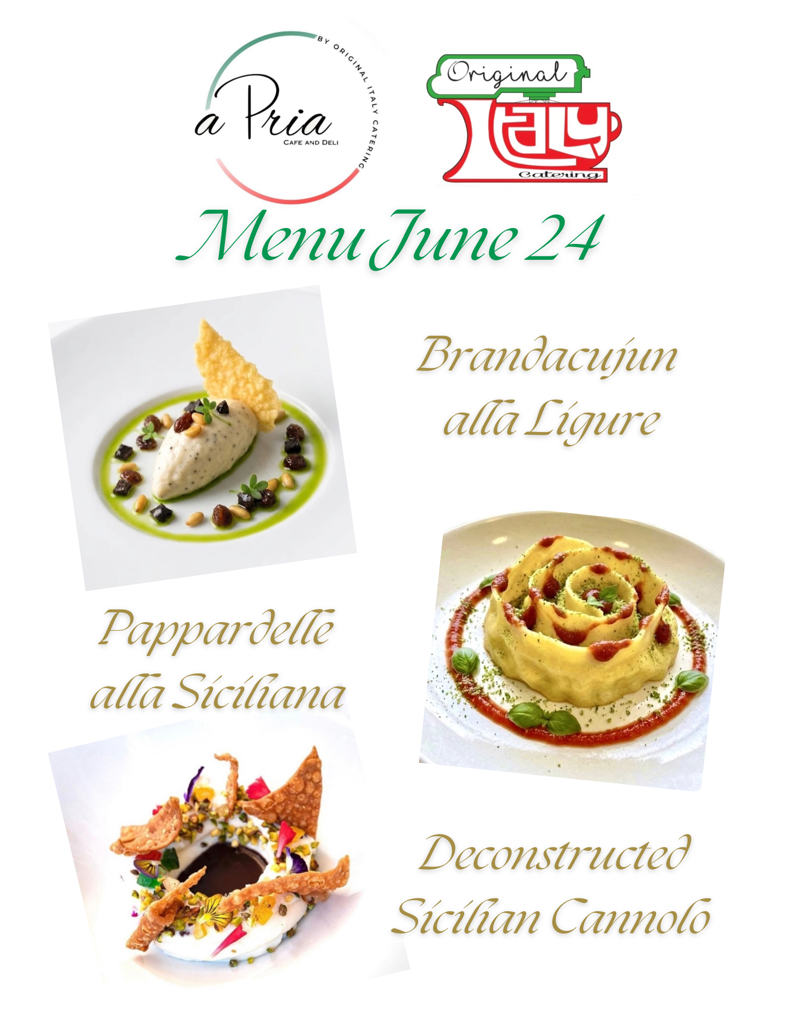 aPria Cafe June 24 menu poster for Gusto Festival