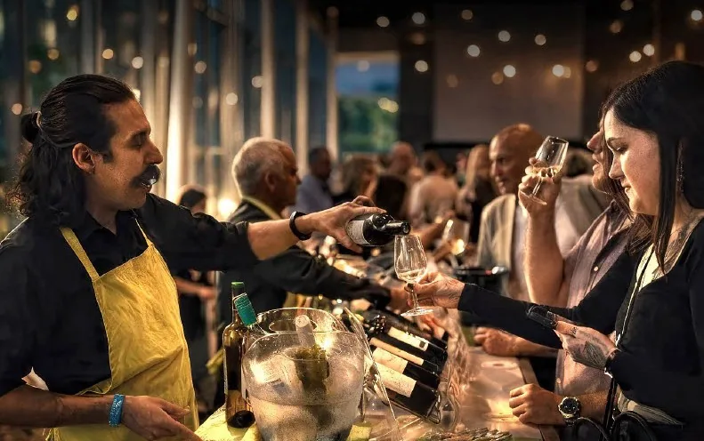 Guests enjoying the Halifax International Wine Festival grand tasting.